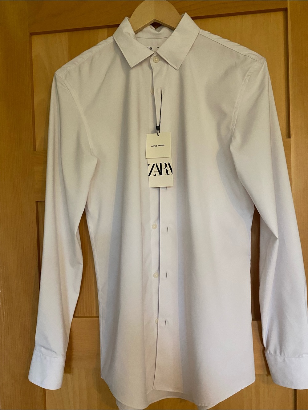 NWT Zara Men’s Active Fabric White Long-Sleeve Dress Shirt Size S